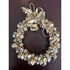 Jingle Bells Sleigh Bells Ring Christmas Decor Med 8 inch Gold w/Hanger